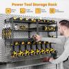 image33quot W Large Power Tool Organizer Wall Mount Loads 400 lbs Heavy Duty 4Tier 8 Drills Holder Cordless Tool Storage Battery Shelf Utility Racks for Garage Workshop Shed Gifts for Men HusbandBlack4 Tier Expanded