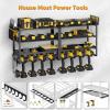 image33quot W Large Power Tool Organizer Wall Mount Loads 400 lbs Heavy Duty 4Tier 8 Drills Holder Cordless Tool Storage Battery Shelf Utility Racks for Garage Workshop Shed Gifts for Men HusbandBlack4 Tier Expanded