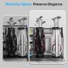 image433W Golf Bag Organizer with Wheels Holds 2 Bags ampamp 27 Clubs Heavy Duty Thick Frame Garage Storage Rack Cart High Load Capacity Golf Accessories Stand Holder Ideal for Garage Club Shed