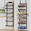 image6Tier Over the Door Pantry Organizer 2 in 1 Large Door Spice Rack with Adjustable Metal Baskets Heavy Duty Hanging or Wall Mounted Storage Organizer for Kitchen Pantry and Room WallBlack