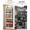 image6Tier Over the Door Pantry Organizer 2 in 1 Large Door Spice Rack with Adjustable Metal Baskets Heavy Duty Hanging or Wall Mounted Storage Organizer for Kitchen Pantry and Room WallBlack