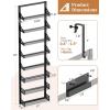 image6Tier Over the Door Pantry Organizer 2 in 1 Large Door Spice Rack with Adjustable Metal Baskets Heavy Duty Hanging or Wall Mounted Storage Organizer for Kitchen Pantry and Room WallBlack