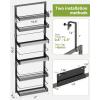 image6Tier Over the Door Pantry Organizer 2 in 1 Large Door Spice Rack with Adjustable Metal Baskets Heavy Duty Hanging or Wall Mounted Storage Organizer for Kitchen Pantry and Room WallBlack