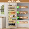 image8 Tier Over The Door Pantry Organizer 2 IN 1 Wall Mount or Hanging Spice Rack Seasoning Shelves with Adjustable Basket Back of Door Organizer and Storage for Kitchen Cabinet and Room ClosetWhite