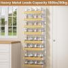 image8 Tier Over The Door Pantry Organizer 2 IN 1 Wall Mount or Hanging Spice Rack Seasoning Shelves with Adjustable Basket Back of Door Organizer and Storage for Kitchen Cabinet and Room ClosetWhite