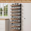 image8 Tier Over The Door Pantry Organizer 2 IN 1 Wall Mount or Hanging Spice Rack Seasoning Shelves with Adjustable Basket Back of Door Organizer and Storage for Kitchen Cabinet and Room ClosetBlack