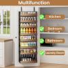 image8 Tier Over The Door Pantry Organizer 2 IN 1 Wall Mount or Hanging Spice Rack Seasoning Shelves with Adjustable Basket Back of Door Organizer and Storage for Kitchen Cabinet and Room ClosetBlack