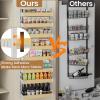 image8 Tier Over The Door Pantry Organizer 2 IN 1 Wall Mount or Hanging Spice Rack Seasoning Shelves with Adjustable Basket Back of Door Organizer and Storage for Kitchen Cabinet and Room ClosetWhite