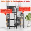 imageFishing Rod Holders for GarageFishing Rod Rack Storage up to 18 Rods3 Tier Adjust Heavy Duty Metal Fish Pole Stand Organizer with Pegboard for Fishing Gear and Equipment Accessories