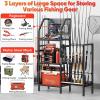 imageFishing Rod Holders for GarageFishing Rod Rack Storage up to 18 Rods3 Tier Adjust Heavy Duty Metal Fish Pole Stand Organizer with Pegboard for Fishing Gear and Equipment Accessories
