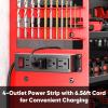 imageLarge Power Tool Organizer Wall Mount with Charging Station4 Layer Heavy Duty Metal Tool Storage Rack Loads 600lbs with 8 Cordless Drill HolderBattery Utility Rack Loads with 4 Power StripRed