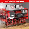 imageLarge Power Tool Organizer Wall Mount with Charging Station4 Layer Heavy Duty Metal Tool Storage Rack Loads 600lbs with 8 Cordless Drill HolderBattery Utility Rack Loads with 4 Power StripRed
