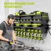 imageLarge Power Tool Organizer Wall Mount with Charging Station4 Layer Heavy Duty Metal Tool Storage Rack Loads 600lbs with 8 Cordless Drill HolderBattery Utility Rack Loads with 4 Power StripBlack