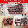 imageLarge Power Tool Organizer Wall Mount with Charging Station4 Layer Heavy Duty Metal Tool Storage Rack Loads 600lbs with 8 Cordless Drill HolderBattery Utility Rack Loads with 4 Power StripRed
