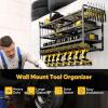imageLarge Power Tool Organizer Wall Mount4 Layers Heavy Duty Metal Loads 400lbsPower Tool Shelf Battery Storage with 8 Cordless Drill HolderUtility Racks for Garage WorkshopBlack