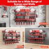 imageLarge Power Tool Organizer Wall Mount4 Layers Heavy Duty Metal Loads 400lbsPower Tool Shelf Battery Storage with 8 Cordless Drill HolderUtility Racks for Garage WorkshopRed