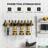 imagePower Tool Organizer Drill Holder Wall Mount Heavy Duty Garage Tool Organizer and Storage Suitable Tool Rack for Tool Room Workshop Garage Black1 Tirer