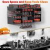 imageUpgrade Large Power Tool Organizer Wall Mount Cordless Tool Storage Rack with 8 Drill Holder 4 Layer Heavy Duty Metal Loads 400lbs Battery Utility Shelve for Garage and Workbench