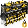 imagePower Tool Organizer Wall Mount with Charging Station 4 Layer Drill Holder Tool Storage 4 Outlet Power Strip Utility Rack with 656ft Cord