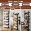 imageWine Rack Wall Mounted6 Tier Freestanding Floor Liquor Bottle Display ShelfHeavy Duty Metal Corner Whiskey Holder Adjustable HeightWall Bar Cabinet Storage for Home Bar Dining Room Kitchen