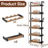 imageWine Rack Wall Mounted6 Tier Freestanding Floor Liquor Bottle Display ShelfHeavy Duty Metal Corner Whiskey Holder Adjustable HeightWall Bar Cabinet Storage for Home Bar Dining Room Kitchen