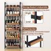 imageWine Rack Wall Mounted6 Tier Freestanding Floor Liquor Bottle Display ShelfHeavy Duty Metal Corner Whiskey Holder Adjustable HeightWall Bar Cabinet Storage for Home Bar Dining Room Kitchen