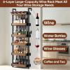 imageWine Rack Wall Mounted6 Tier Freestanding Floor Liquor Bottle Display ShelfHeavy Duty Metal Corner Whiskey Holder Adjustable HeightWall Bar Cabinet Storage for Home Bar Dining Room Kitchen
