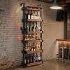 imageWine Rack Wall Mounted6 Tier Freestanding Floor Liquor Bottle Display ShelfHeavy Duty Metal Corner Whiskey Holder Adjustable HeightWall Bar Cabinet Storage for Home Bar Dining Room Kitchen