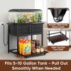 image2029 Gallon Fish Tank Stand with Power Outlet and Storage CabinetAquarium Stand with SlideOut Fish Tank ShelfHeavy Duty Metal Frame and Waterproof Wood315quot L x 157quot W 770LBS Capacity
