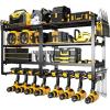 image33quot W Large Power Tool Organizer Wall Mount Loads 400 lbs Heavy Duty 4Tier 8 Drills Holder Cordless Tool Storage Battery Shelf Utility Racks for Garage Workshop Shed Gifts for Men HusbandBlack4 Tier Expanded