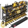image495quot W Large Power Tool Organizer Wall Mount with Charging Station 4Tier Heavy Duty12 Cordless Drills Holder Load 600 lb Tool Battery Storage Rack Built in 8 Outlet Power Strip for Garage