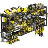 image64W Power Tool Organizer Wall Mount Heavy Duty 8Drill Cordless Drill Holder Supports 800 lbs 4Layer Corner or Straight Assembly Large Tool Battery Storage Rack for Garage Workshop