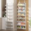 image6Tier Over the Door Pantry Organizer 2 in 1 Large Door Spice Rack with Adjustable Metal Baskets Heavy Duty Hanging or Wall Mounted Storage Organizer for Kitchen Pantry and Room WallWhite