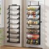 image6Tier Over the Door Pantry Organizer 2 in 1 Large Door Spice Rack with Adjustable Metal Baskets Heavy Duty Hanging or Wall Mounted Storage Organizer for Kitchen Pantry and Room WallBlack