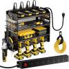 imageLarge Power Tool Organizer Wall Mount with Charging Station4 Layer Heavy Duty Metal Tool Storage Rack Loads 600lbs with 8 Cordless Drill HolderBattery Utility Rack Loads with 4 Power StripBlack