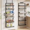 imageOver the Door Pantry Organizer 6Tier Large Wall Mounted Storage Spice Rack 2 in 1 HeavyDuty Metal Adjustable Hanging Baskets for Pantry Bedroom Bathroom Living Room KitchenBlack