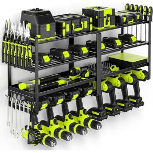 image16quot W Power Tool Organizer Wall Mount Loads 200 lbs Heavy Duty 3Tier 4 Drills Holder Cordless Tool Storage Battery Shelf Utility Racks for Garage Shed Workshop Gifts for Men Husband DadExtra Large
