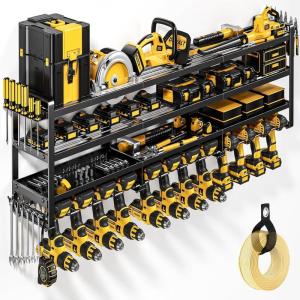 image49quot W Large Power Tool Organizer Wall Mount Loads 600 lbs Heavy Duty 4Tier 12 Drills Holder Cordless Tool Storage Battery Shelf Utility Racks for Garage Workshop Shed Gifts for Men Husband4 Tiers expandable