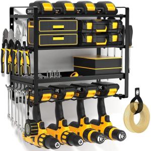 image49quot W Large Power Tool Organizer Wall Mount Loads 600 lbs Heavy Duty 4Tier 12 Drills Holder Cordless Tool Storage Battery Shelf Utility Racks for Garage Workshop Shed Gifts for Men Husband4 Tiers