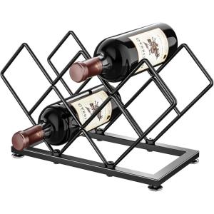 imageCountertop Wine Rack  7 Bottles Metal Small Wine Racks Wine Bottle Holder Storage Space Saving for Home Kitchen Bar Tableop Cabinet Pantry