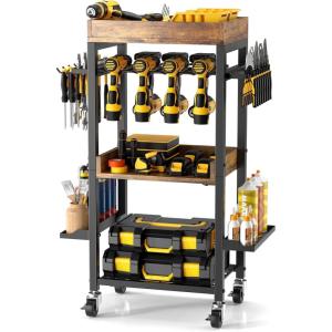 imagePower Tool Cart Heavy Duty Garage Shelving with Wheels Movable Tool Box Cart Chest Organizer for Mechanic and Man Gift Cordless Tool Storage for Garage and Garden