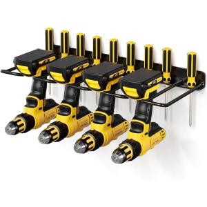 imagePower Tool Organizer Drill Holder Wall Mount Heavy Duty Garage Tool Organizer and Storage Suitable Tool Rack for Tool Room Workshop Garage Black1 Tirer