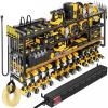 imageLarge Power Tool Organizer with Charging Station 4Layer Heavy Duty Utility Rack Loads 800lbs Holds 8 Cordless Drills 49quot W Wall Mount Tool Shelf with 8Outlet Power Strip Gift for Men12 Slots 4 Layers