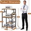 imageLarge 4 Tier Printer Stand 267 x 212 x 502 Inches Tall Printer Cart with Power Outlets 4Adjustable Heavy Duty Rolling Shelf for Home Office Kitchen Stand for Paper Shredder Mini Fridge