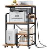 imageLarge 4 Tier Printer Stand 267 x 212 x 502 Inches Tall Printer Cart with Power Outlets 4Adjustable Heavy Duty Rolling Shelf for Home Office Kitchen Stand for Paper Shredder Mini Fridge