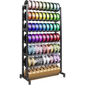 image3D Printer Filament Storage Rack 7Tier Heavy Duty Large Capacity Filament Organizer Holds up to 63 Spools MultiLayer 3D Printing Rolls Shelf for Home Office Workshop School Shelf Only