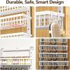 image9 Tier Over The Door Pantry Organizer 2 in 1 Wall Mount or Hanging Spice Rack with Adjustable Basket Seasoning Organizer and Storage for Kitchen Cabinet Closet BathroomWhite