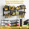 imagePower Tool Organizer Wall Mount with 6 Adjustable Shelves Modular Heavy Duty Tool Storage Rack Loads 300lbs with 8 Cordless Drill Holder 3 in 1 Utility Racks for Garage Workshop