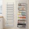 image9 Tier Over The Door Pantry Organizer 2 in 1 Wall Mount or Hanging Spice Rack with Adjustable Basket Seasoning Organizer and Storage for Kitchen Cabinet Closet BathroomWhite