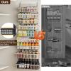 image9 Tier Over The Door Pantry Organizer 2 in 1 Wall Mount or Hanging Spice Rack with Adjustable Basket Seasoning Organizer and Storage for Kitchen Cabinet Closet BathroomWhite